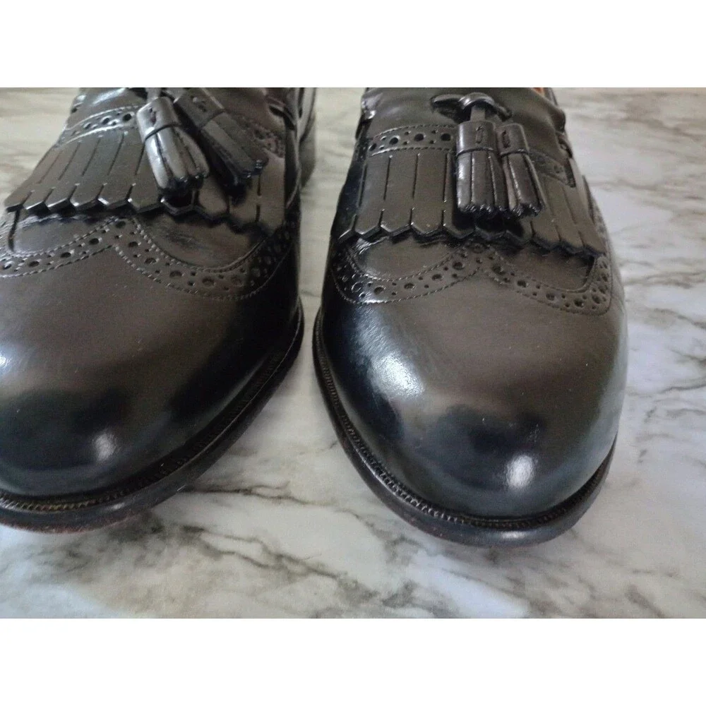 Bostonian Classics Black Leather Tassel Wingtip Loafers Size 9W